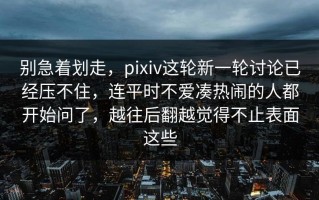 别急着划走，pixiv这轮新一轮讨论已经压不住，连平时不爱凑热闹的人都开始问了，越往后翻越觉得不止表面这些
