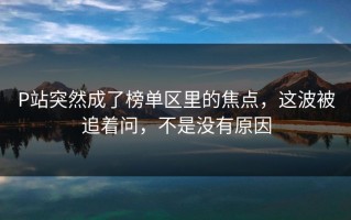 P站突然成了榜单区里的焦点，这波被追着问，不是没有原因