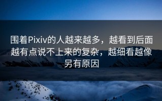 围着Pixiv的人越来越多，越看到后面越有点说不上来的复杂，越细看越像另有原因