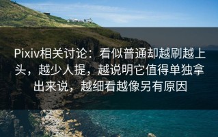 Pixiv相关讨论：看似普通却越刷越上头，越少人提，越说明它值得单独拿出来说，越细看越像另有原因