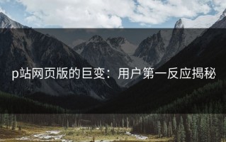 p站网页版的巨变：用户第一反应揭秘
