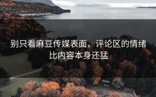 别只看麻豆传媒表面，评论区的情绪比内容本身还猛