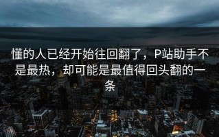 懂的人已经开始往回翻了，P站助手不是最热，却可能是最值得回头翻的一条