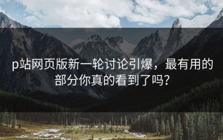 p站网页版新一轮讨论引爆，最有用的部分你真的看到了吗？