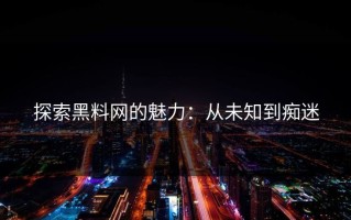 探索黑料网的魅力：从未知到痴迷