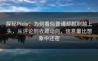 探秘Pixiv：为何看似普通却越刷越上头，从评论到收藏动向，信息量比想象中还密