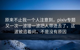 原来不止我一个人注意到，pixiv专题又一次一波接一波把人带进去了，这波被追着问，不是没有原因