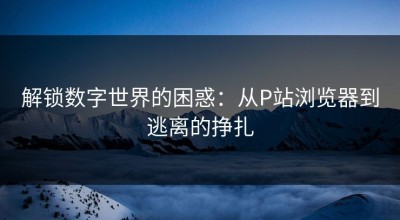 解锁数字世界的困惑：从P站浏览器到逃离的挣扎
