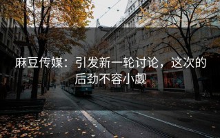 麻豆传媒：引发新一轮讨论，这次的后劲不容小觑