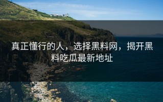 真正懂行的人，选择黑料网，揭开黑料吃瓜最新地址