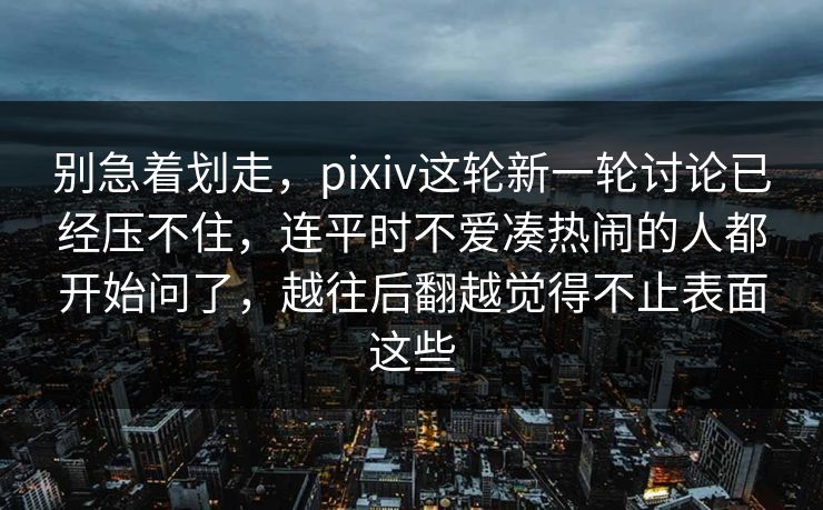 别急着划走，pixiv这轮新一轮讨论已经压不住，连平时不爱凑热闹的人都开始问了，越往后翻越觉得不止表面这些-第1张图片-p站短视频 - p站助手精选网
