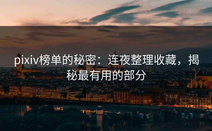 pixiv榜单的秘密：连夜整理收藏，揭秘最有用的部分-第1张图片-p站短视频 - p站助手精选网