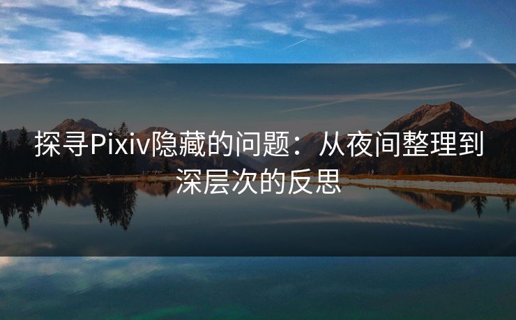 探寻Pixiv隐藏的问题：从夜间整理到深层次的反思