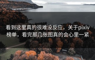 看到这里真的很难没反应，关于pixiv榜单，看完那几张图真的会心里一紧