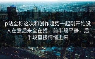 p站全称这次和创作趋势一起刚开始没人在意后来全在找，前半段平静，后半段直接情绪上来