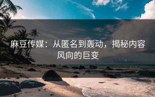 麻豆传媒：从匿名到轰动，揭秘内容风向的巨变
