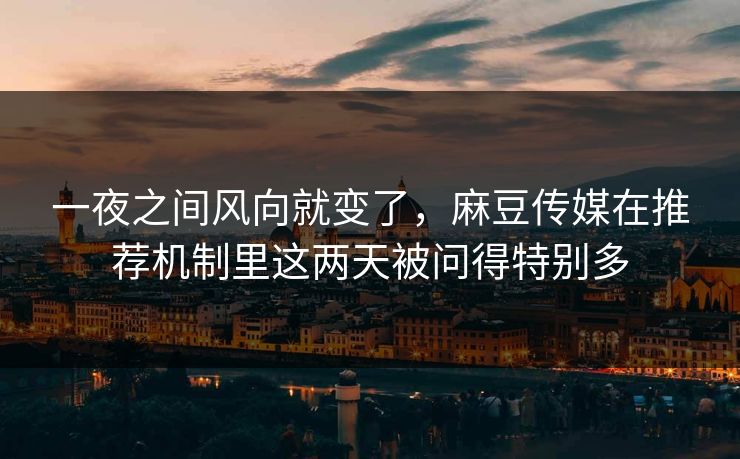 一夜之间风向就变了,麻豆传媒在推荐机制里这两天被问得特别多-第1张图片-p站短视频 - p站助手精选网 一夜之间风向就变了,麻豆传媒在推荐机制里这两天被问得特别多-第1张图片-p站短视频 - p站助手精选网