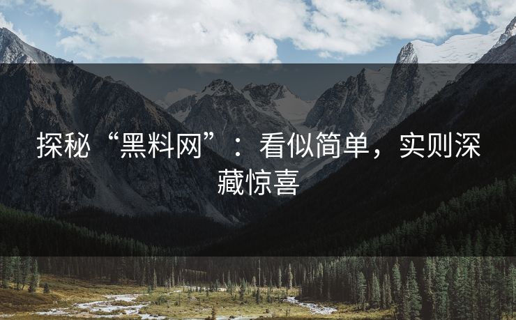 探秘“黑料网”:看似简单,实则深藏惊喜 探秘“黑料网”:看似简单,实则深藏惊喜